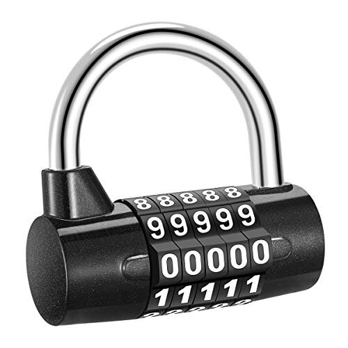 ORIA 5-Digit Combination Padlock, Combination Resettable Locks, Security Lock, Number Lock, Zinc Alloy Material, Weather Proof Design, Padlock for Gym